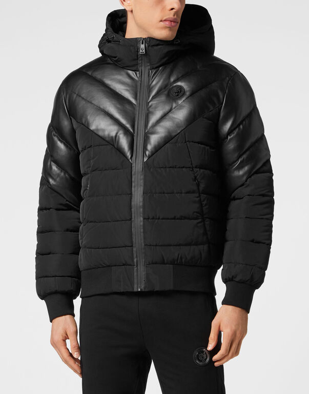 Plein Sport Nylon Puffer Jacket Black