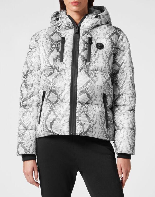 Plein Sport Nylon Puffer Jacket Pitone Grey