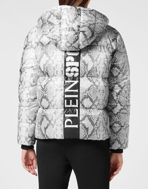 Plein Sport Nylon Puffer Jacket Pitone Grey