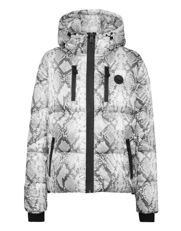 plein sport Nylon Puffer Jacket Pitone grey