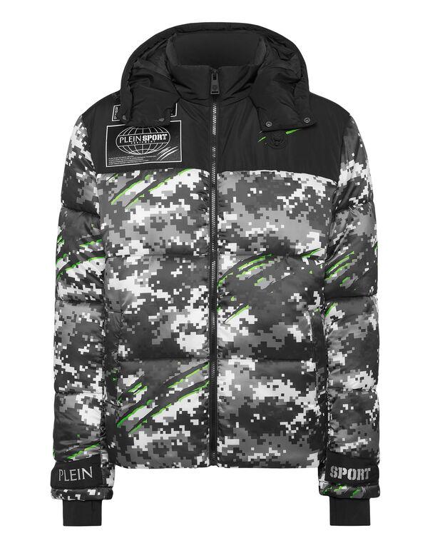plein sport Nylon Puffer Jacket Pixel black