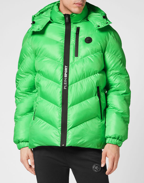 Plein Sport Nylon Puffer Jacket Tiger Green Fluo