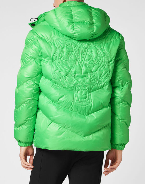 Plein Sport Nylon Puffer Jacket Tiger Green Fluo
