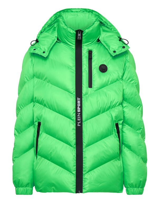 plein sport Nylon Puffer Jacket Tiger green fluo