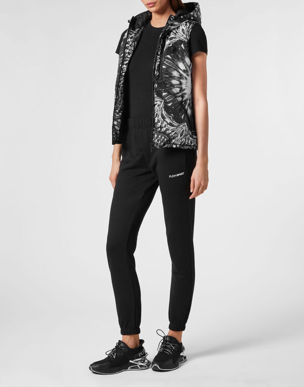 Plein Sport Nylon Puffer Vest Optical Flower Black