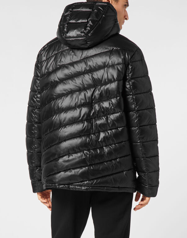 Plein Sport Nylon Puffered Jacket Black