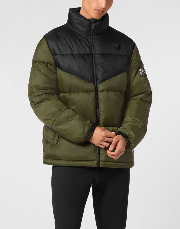 Plein Sport Nylon Puffered Jacket Black/military