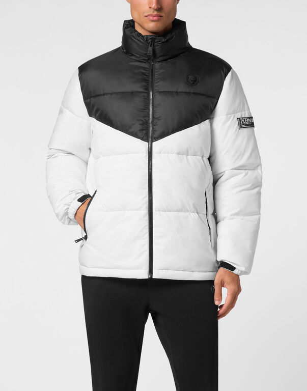 Plein Sport Nylon Puffered Jacket Black / White