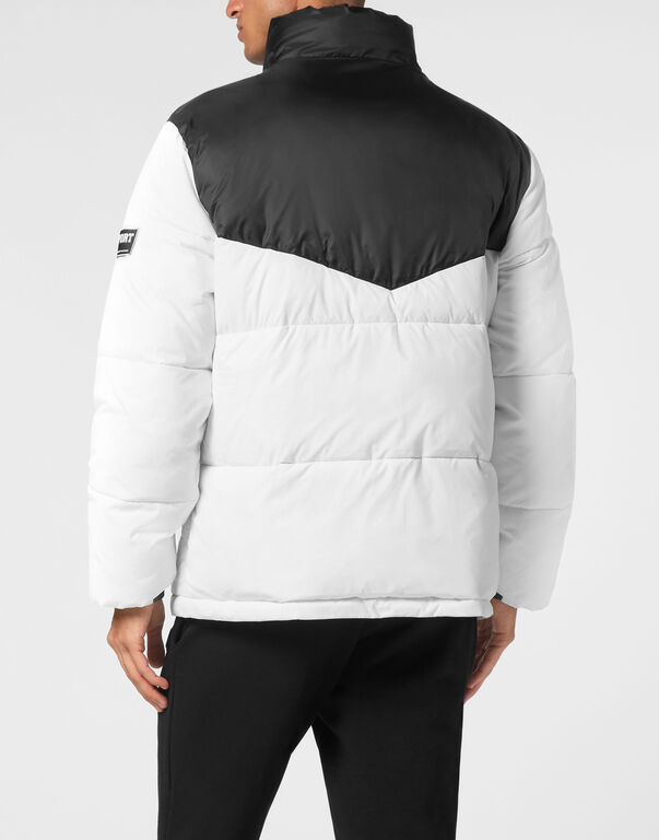 Plein Sport Nylon Puffered Jacket Black / White