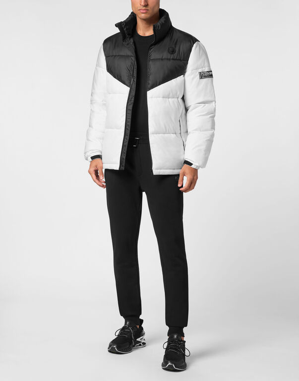 Plein Sport Nylon Puffered Jacket Black / White