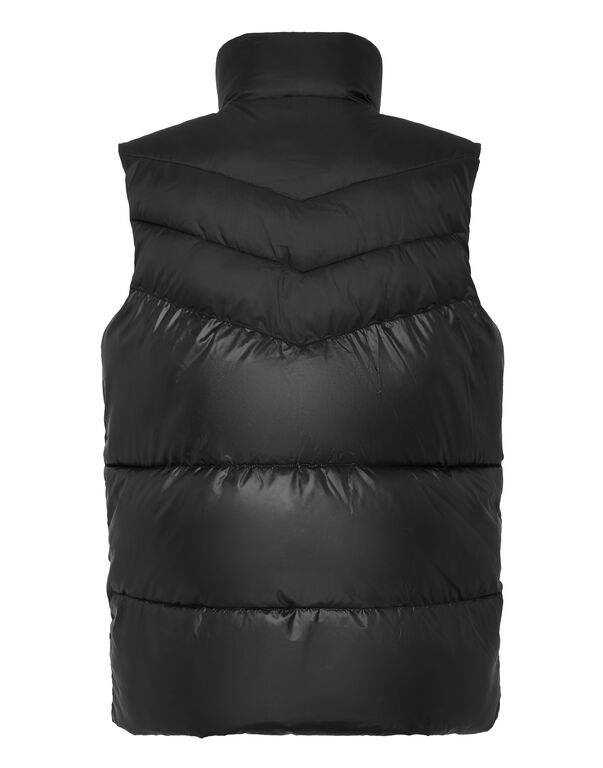 Plein Sport Nylon Puffered Vest Jacket Black