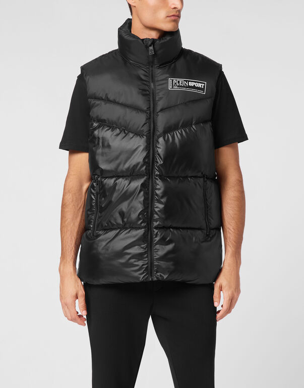 Plein Sport Nylon Puffered Vest Jacket Black