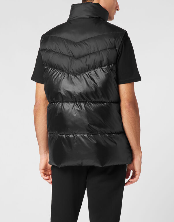 Plein Sport Nylon Puffered Vest Jacket Black