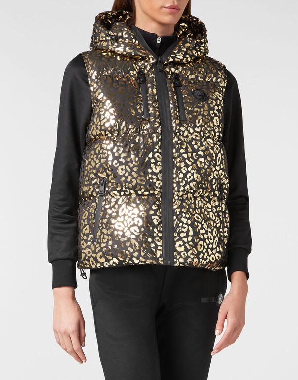 Plein Sport Nylon Windbreaker Leopard Gold
