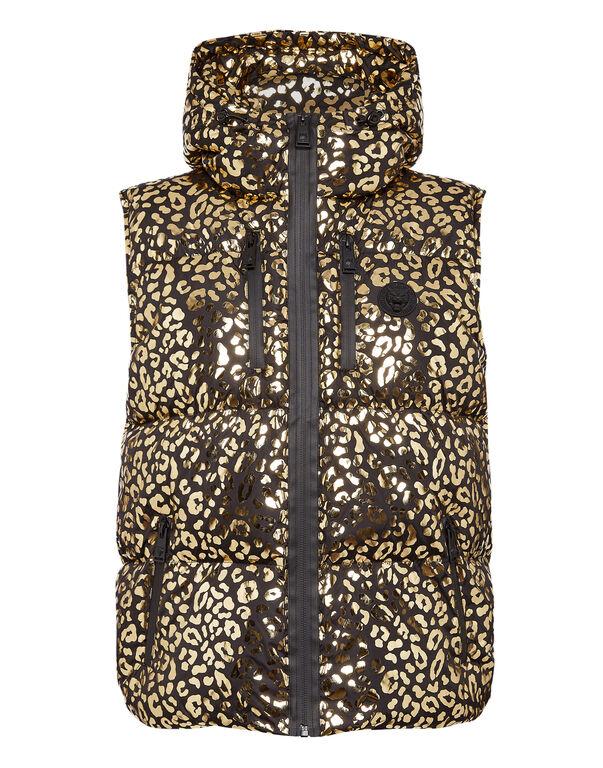 plein sport Nylon Windbreaker Leopard gold