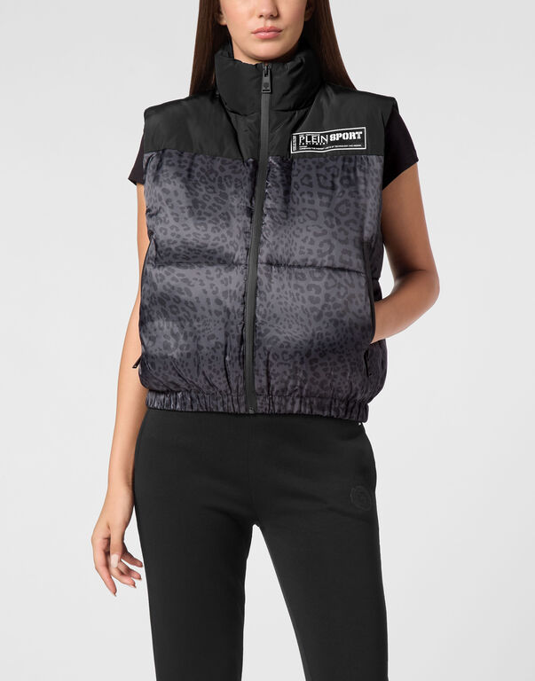 Plein Sport Padded Vest Leopard Black
