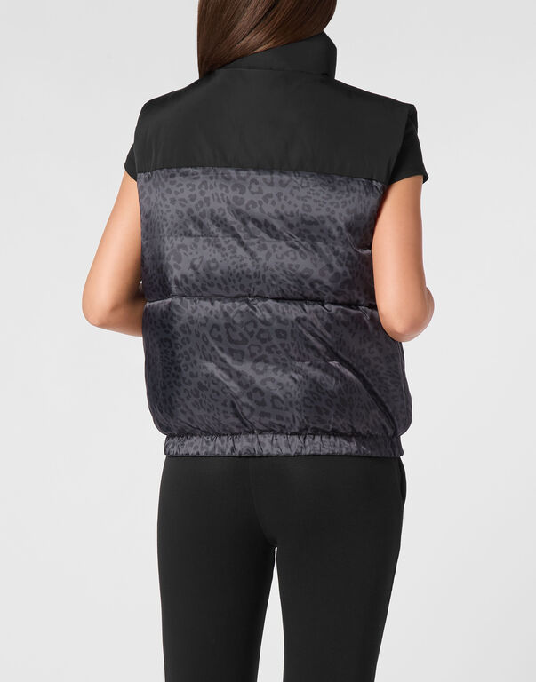 Plein Sport Padded Vest Leopard Black