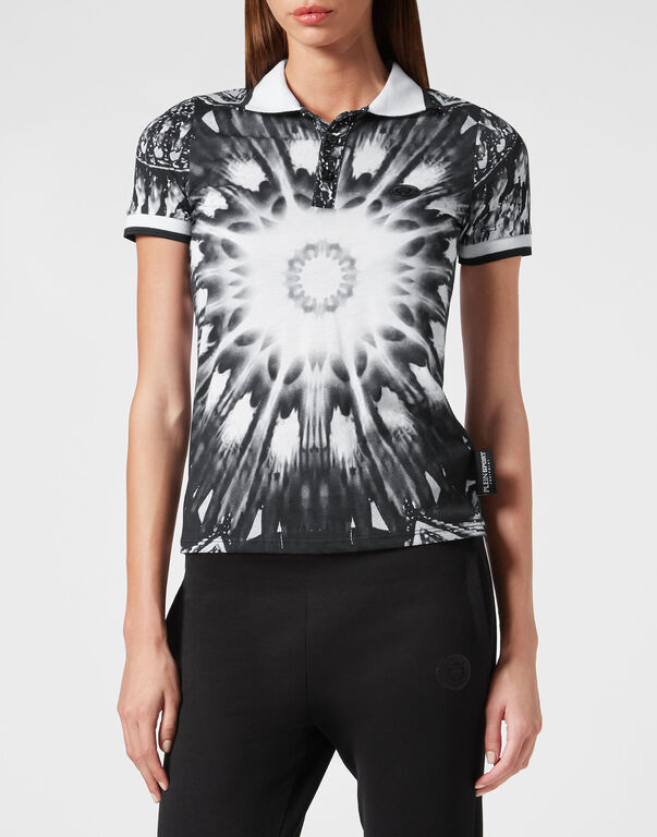 Plein Sport Polo Shirt Optical Flower Black