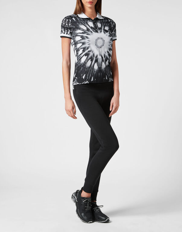 Plein Sport Polo Shirt Optical Flower Black