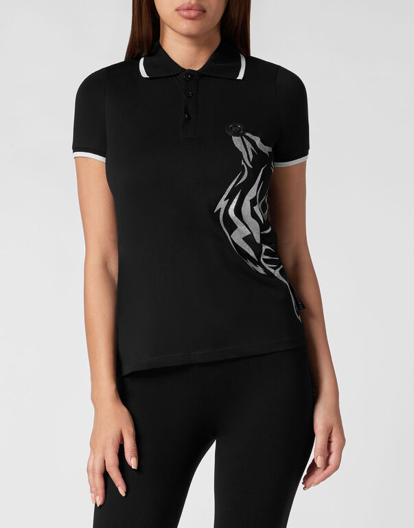 Plein Sport Polo Shirt SS Glitter Black