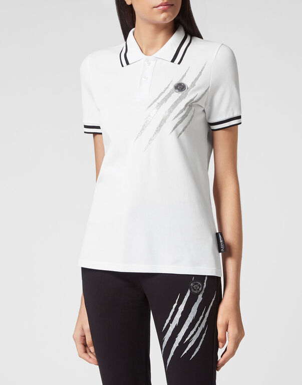 Plein Sport Polo Shirt SS Scratch White