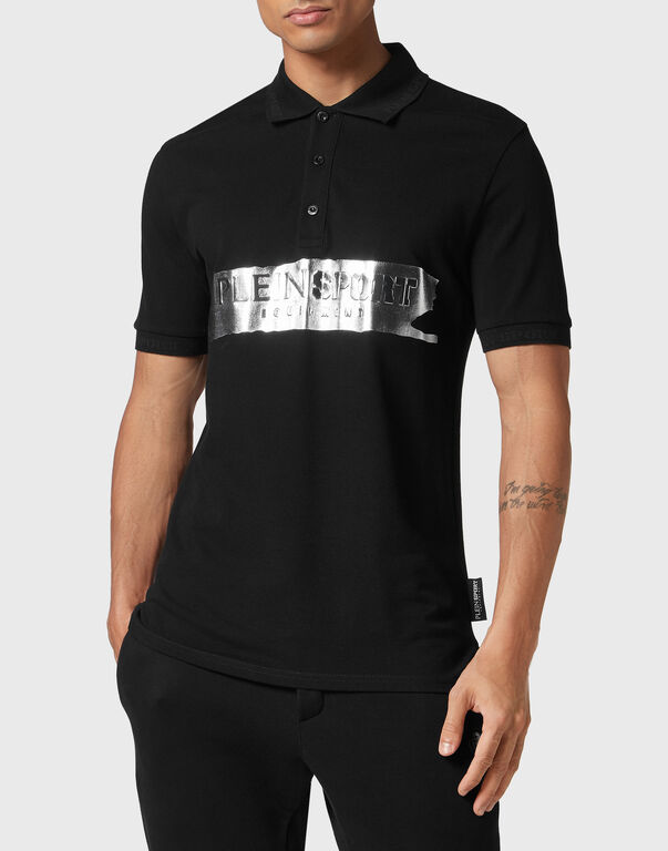 Plein Sport Polo Shirt SS Silver Brush Black