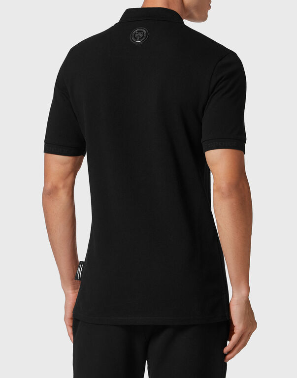 Plein Sport Polo Shirt SS Silver Brush Black