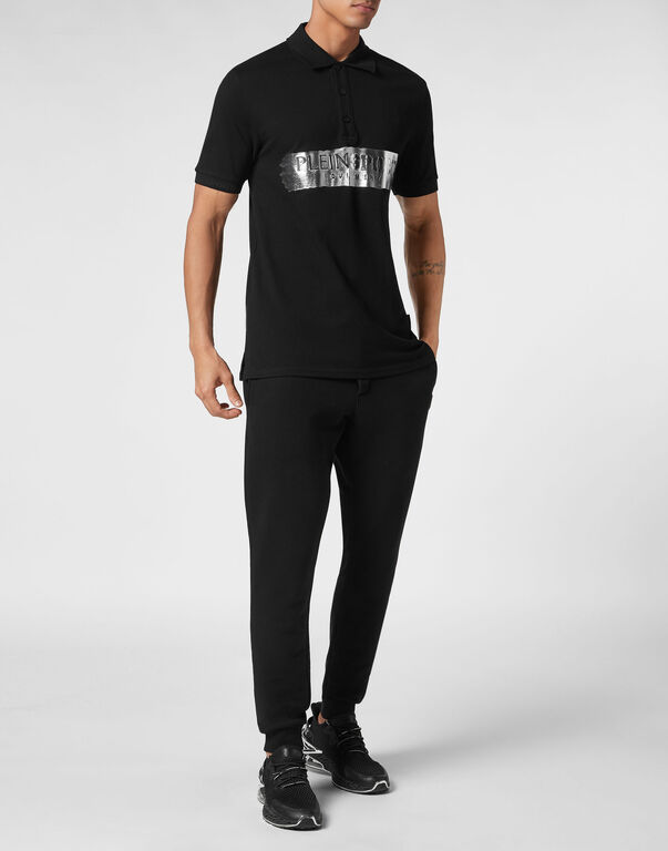 Plein Sport Polo Shirt SS Silver Brush Black