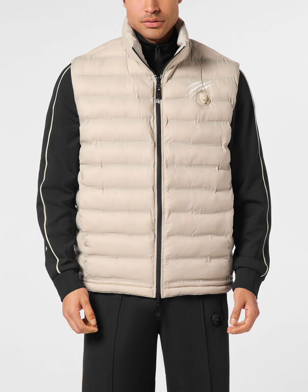 Plein Sport Puffer Jacket Vest Shanghai Beige