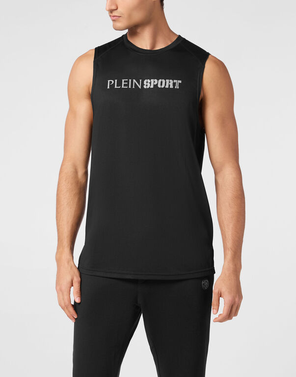 Plein Sport Reflective Tank Top Round Neck Black