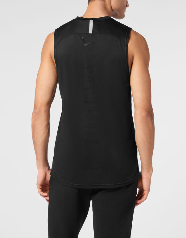 Plein Sport Reflective Tank Top Round Neck Black