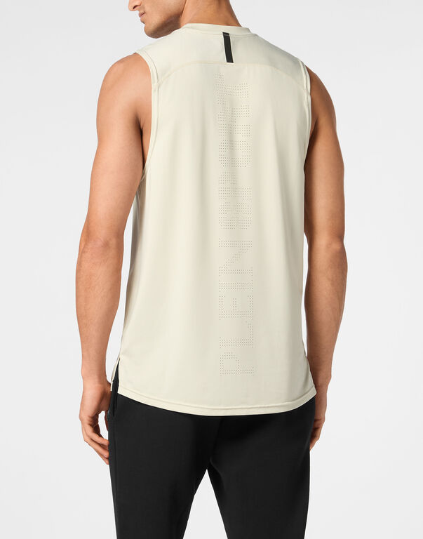Plein Sport Reflective Tank Top Round Neck Grey
