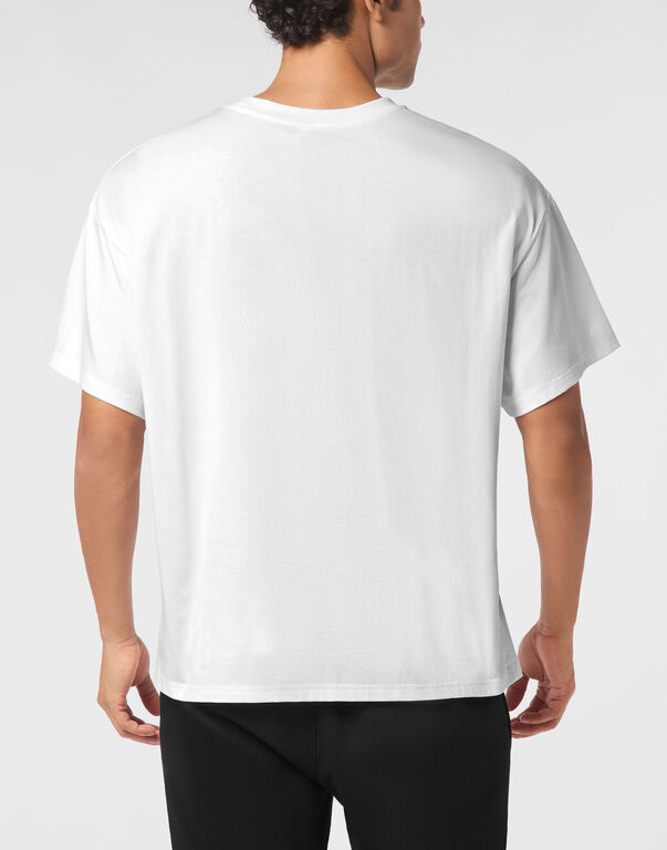 Plein Sport Round Neck T-Shirt Chest Logo White