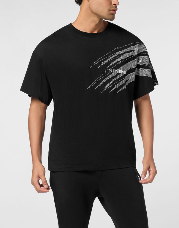 Plein Sport Round Neck T-Shirt Scratch Black