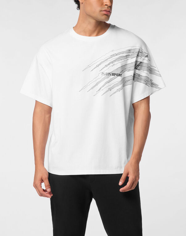 Plein Sport Round Neck T-Shirt Scratch White
