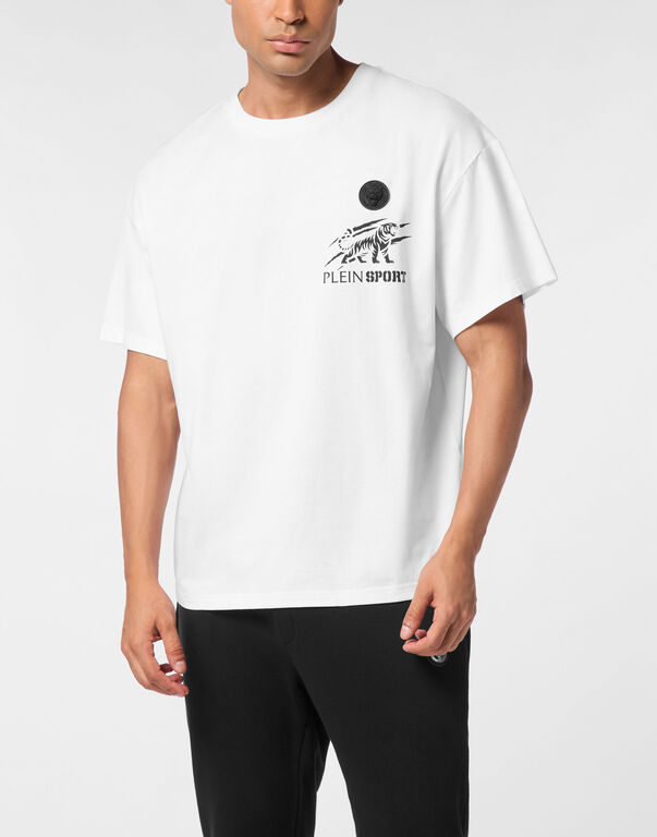 Plein Sport Round Neck T-Shirt Tiger Scratch White