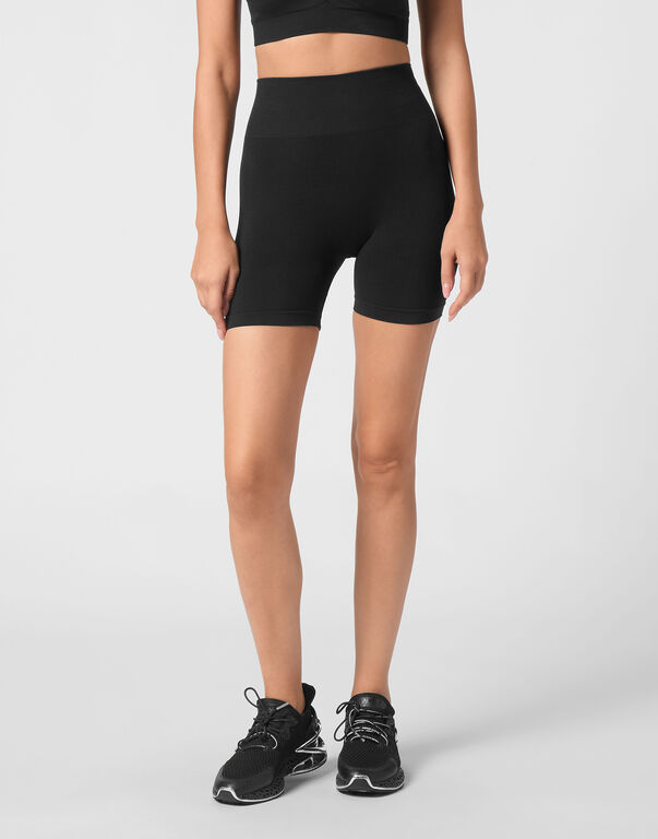 Plein Sport Seamless Micro Biker Shorts Logo Black