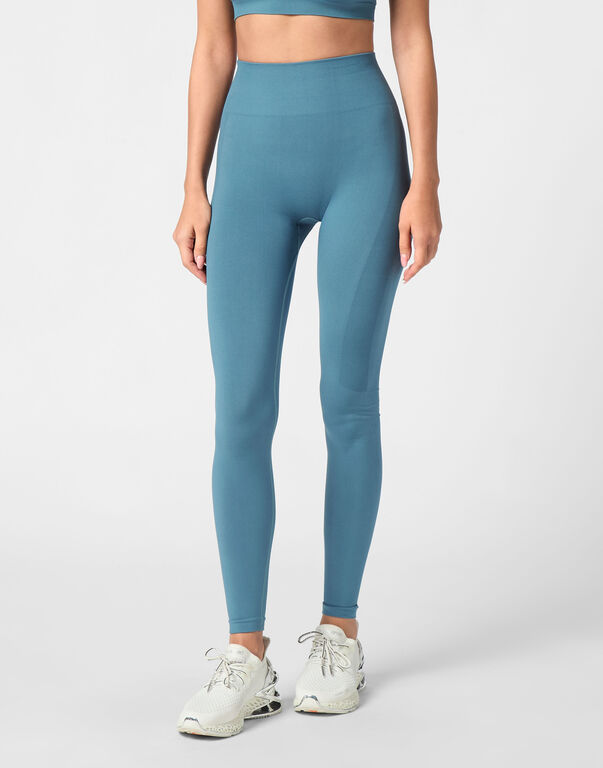Plein Sport Seamless Sport Leggings Logo Petrol