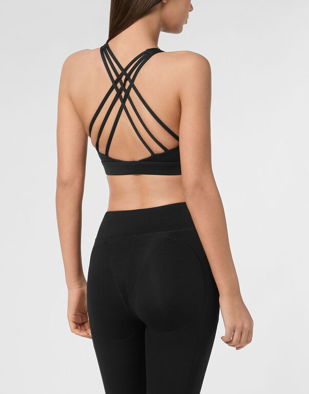 Plein Sport Silky Soft Piping Push Up Bra Black