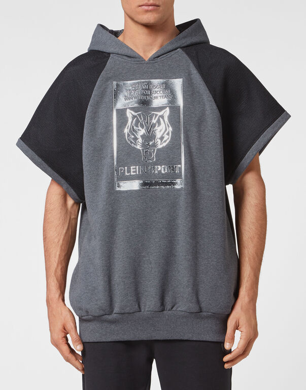 Plein Sport Sleeveless Hoodie Tiger Dark Grey