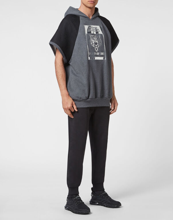 Plein Sport Sleeveless Hoodie Tiger Dark Grey