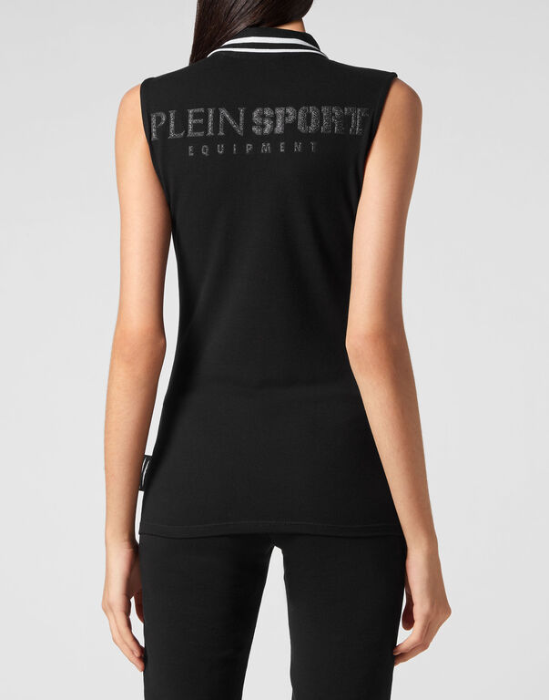 Plein Sport Sleeveless Polo Shirt Black
