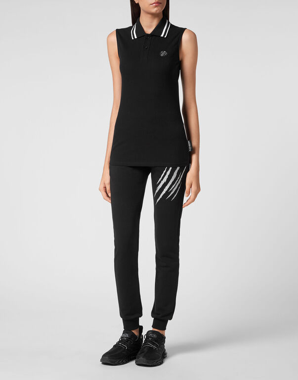 Plein Sport Sleeveless Polo Shirt Black