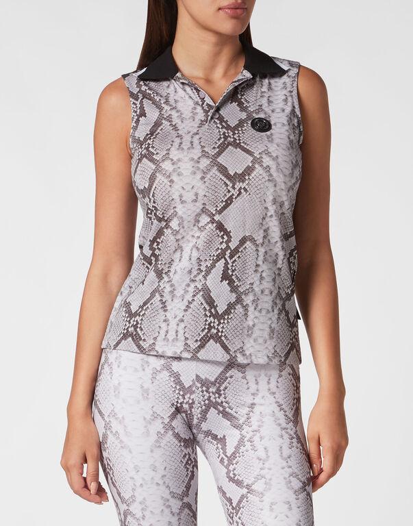 Plein Sport Sleeveless Polo Shirt Pitone Grey