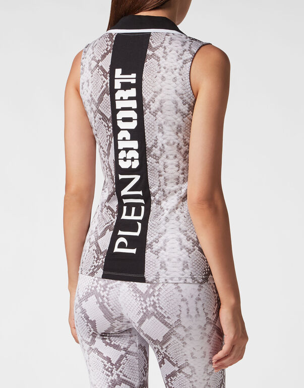 Plein Sport Sleeveless Polo Shirt Pitone Grey