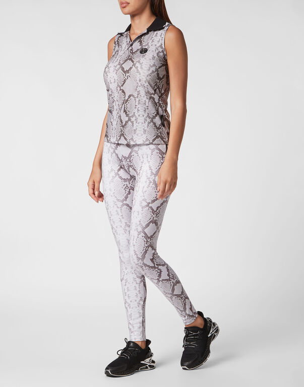 Plein Sport Sleeveless Polo Shirt Pitone Grey