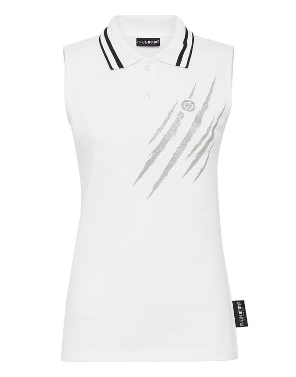 plein sport Sleeveless Polo shirt Scratch white