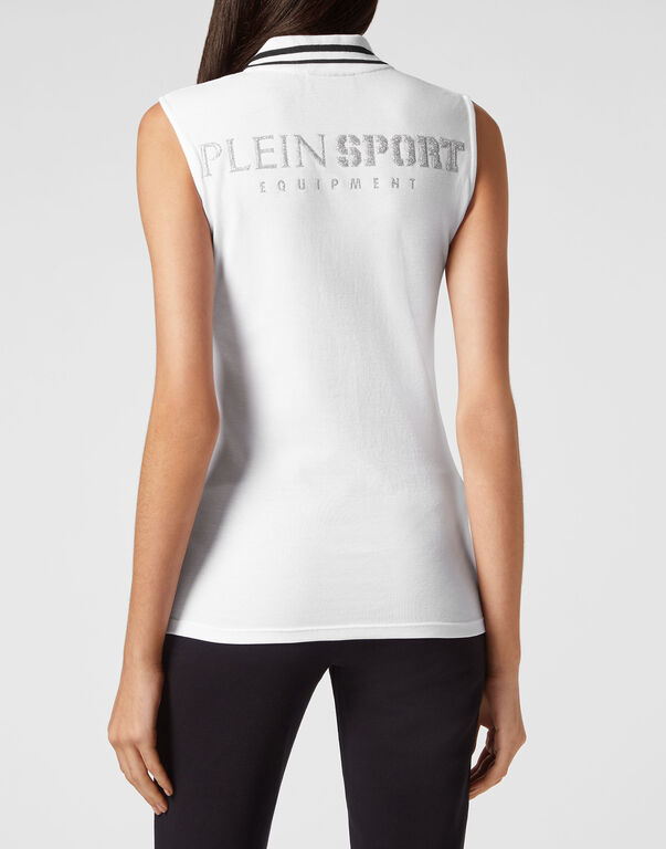 Plein Sport Sleeveless Polo Shirt White