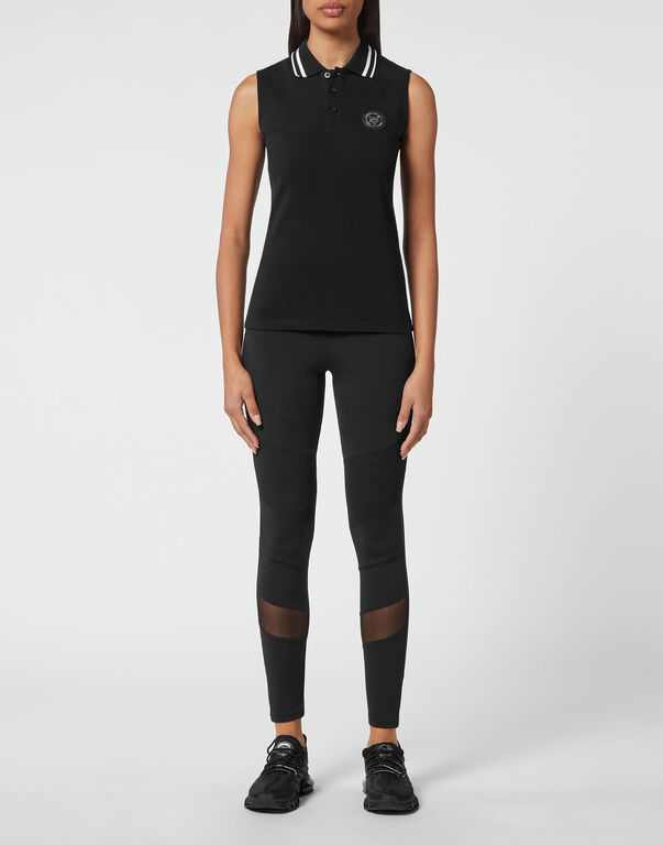 Plein Sport Sleeveless Polo Statement Black