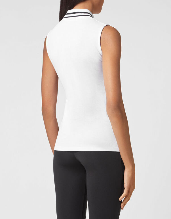Plein Sport Sleeveless Polo Statement White